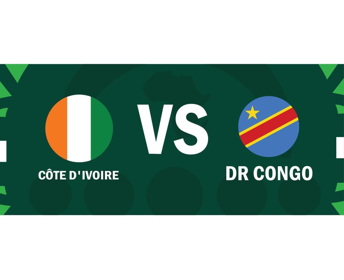 ivoor kust en dr Congo emblemen bij elkaar passen vlaggen Afrikaanse landen 2023 teams landen Afrikaanse Amerikaans voetbal symbool logo ontwerp vector illustratie