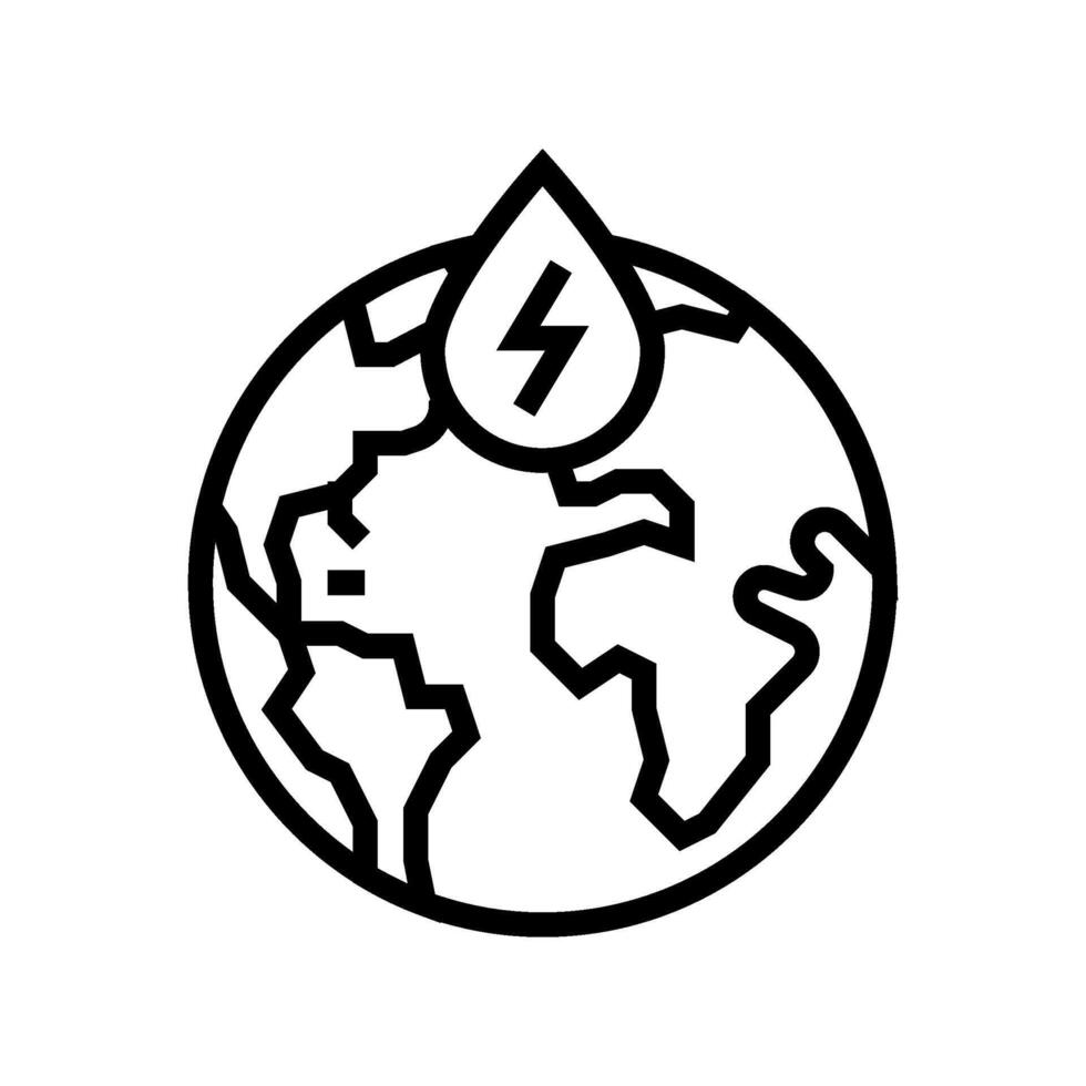 waterkracht wereldbol hydro-elektrisch macht lijn icoon vector illustratie