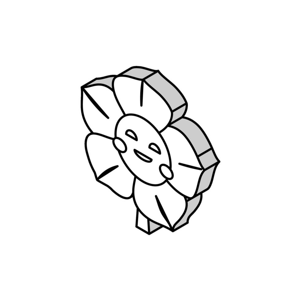 bloem glimlach karakter isometrische icoon vector illustratie