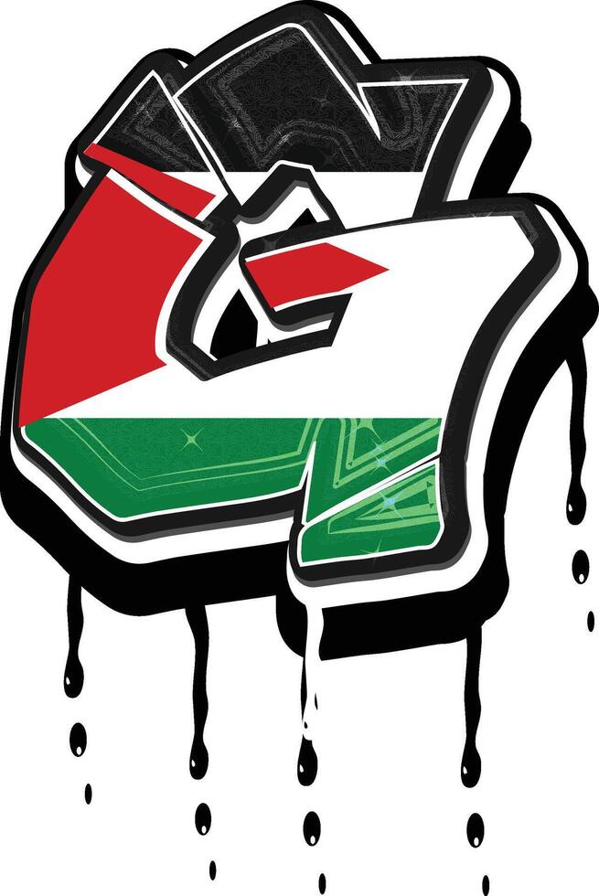 Palestina vlag graffiti g druipend vector sjabloon