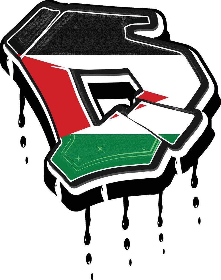 Palestina vlag graffiti d druipend vector sjabloon
