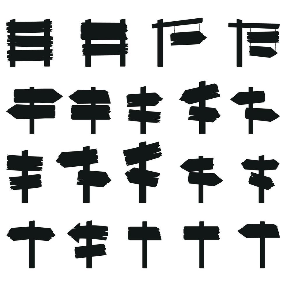 verzameling van traditioneel houten plank teken silhouetten vector