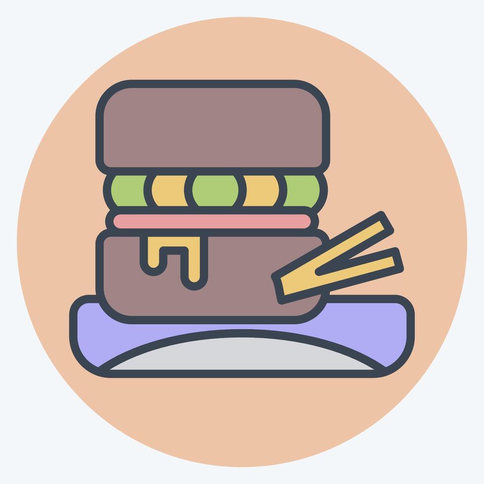 icoon Hamburger. verwant naar picknick symbool. kleur maat stijl. gemakkelijk ontwerp bewerkbaar. gemakkelijk illustratie vector