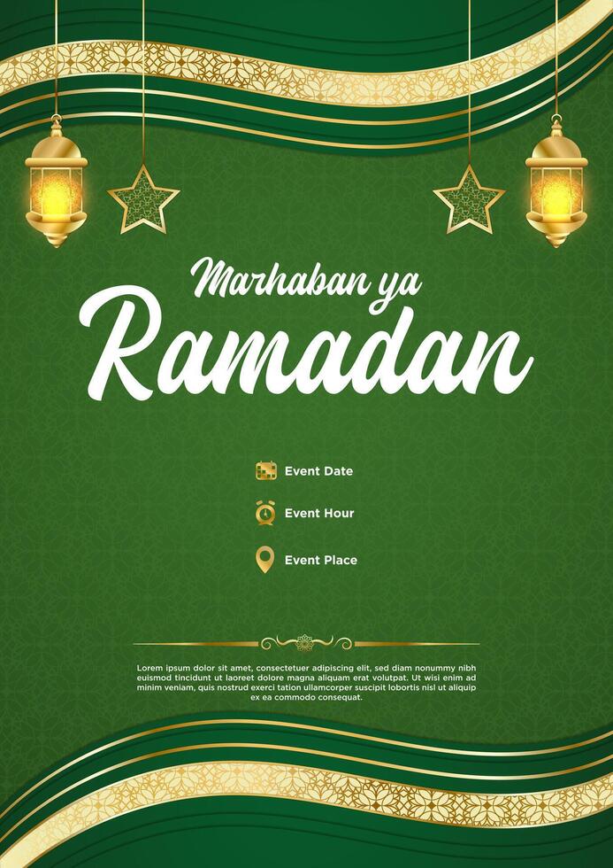 vector groen luxe Ramadan kareem poster sjabloon