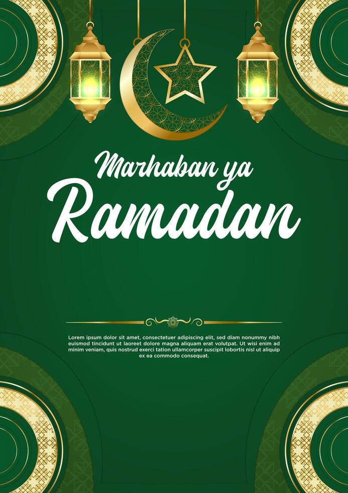 vector groen luxe Ramadan kareem poster sjabloon