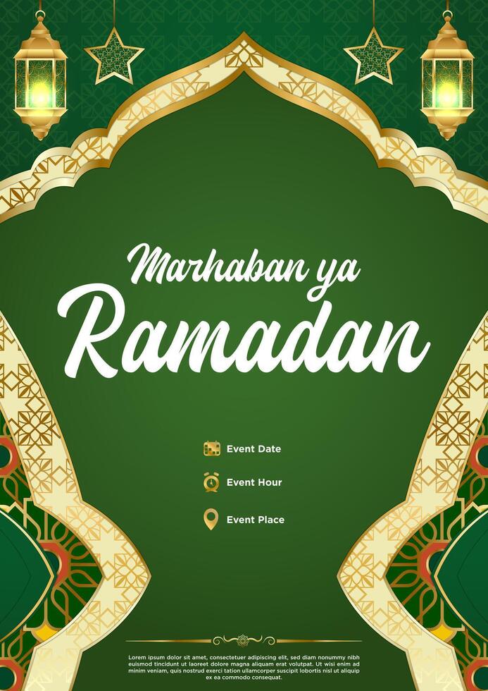 vector groen luxe Ramadan kareem poster sjabloon