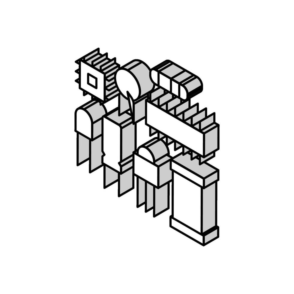 elektronisch componenten fabricage ingenieur isometrische icoon vector illustratie