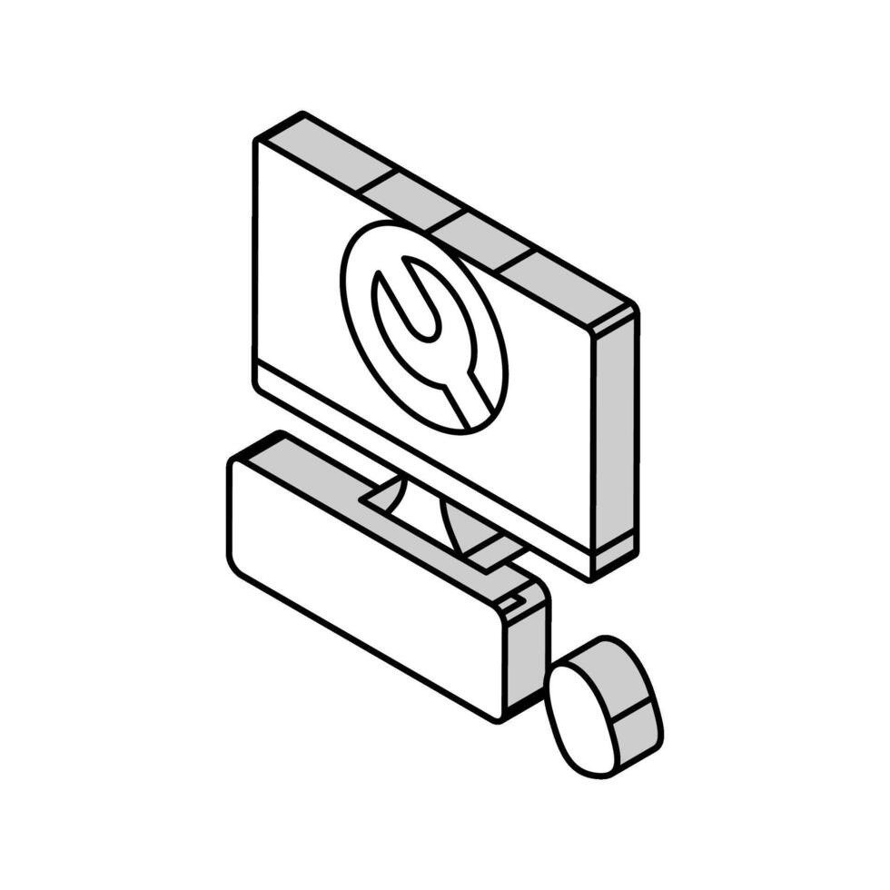 probleemoplossen pc reparatie computer isometrische icoon vector illustratie