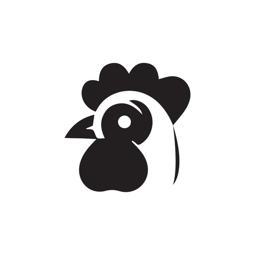 gemakkelijk zwart kip hoofd logo, kip icoon vector