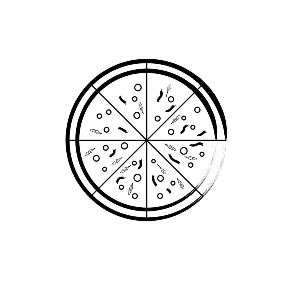 pizza illustratie icoon met toppings vector