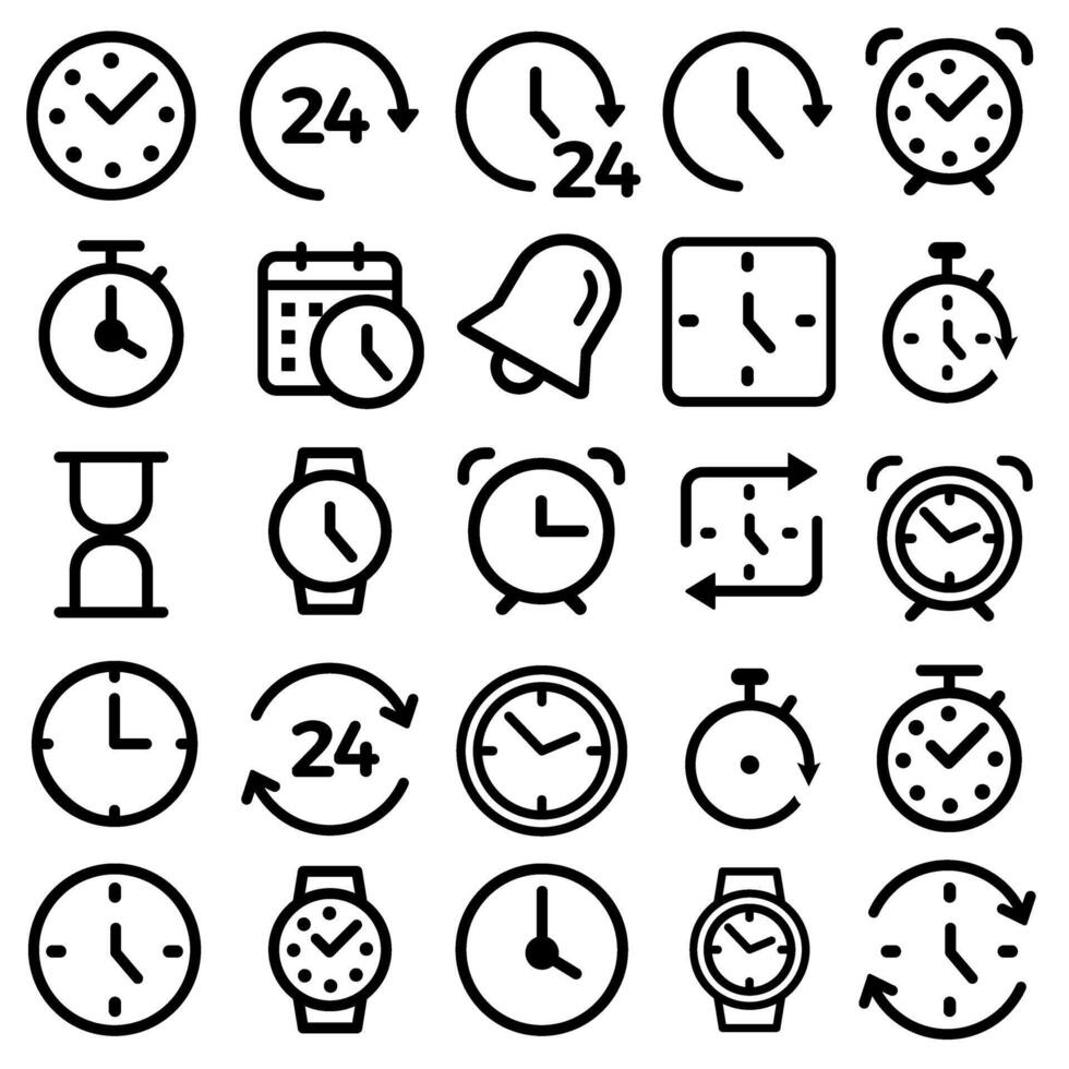 tijd icoon vector set. klok illustratie teken verzameling. kijk maar symbool.