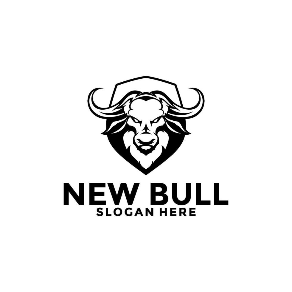 creatief schild stier buffel toeter hoofd vector logo , stier logo ontwerp sjabloon