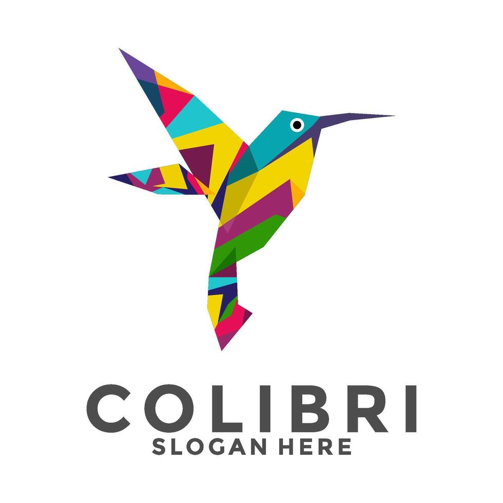 kleurrijk vogel colibri logo , neuriën vogel vector logo gemakkelijk vector ontwerp sjabloon