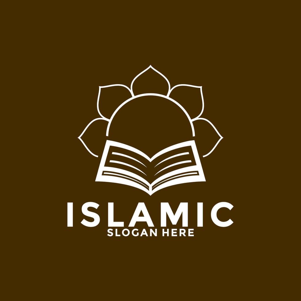 luxe moslim leren logo, Islam aan het leren logo sjabloon, vector illustratie