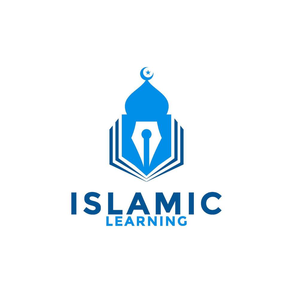 moslim leren logo, Islam aan het leren logo sjabloon, Islamitisch media vector illustratie