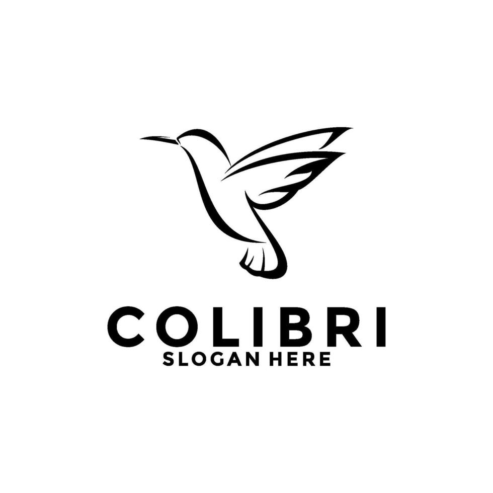 abstract kleurrijk kolibrie colibri vogel logo icoon, lijn kunst neuriën vogel colibri logo vector sjabloon