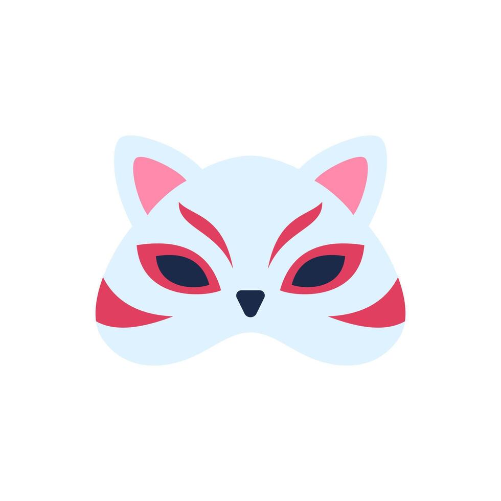 tekenfilm kleur voor de helft Japans kitsune masker. vector