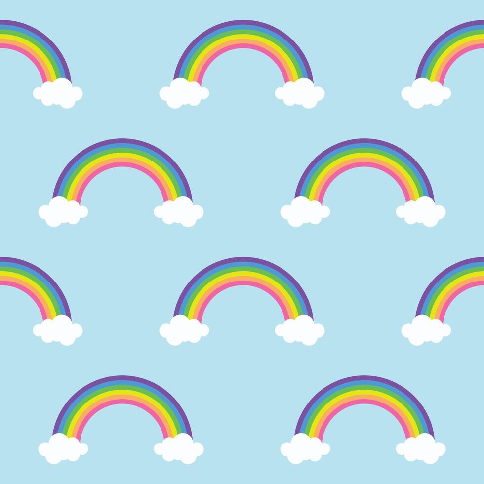 kleur regenboog met wolken naadloos patroon vector