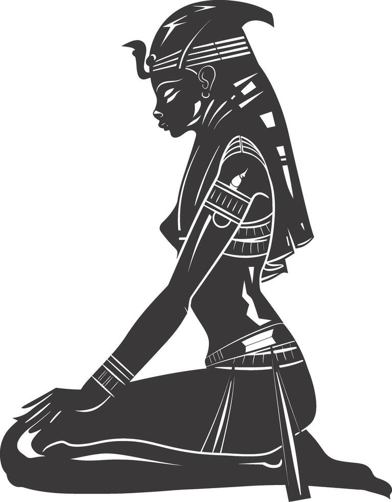 ai gegenereerd silhouet vrouw Farao de Egypte mythisch schepsel zwart kleur enkel en alleen vector