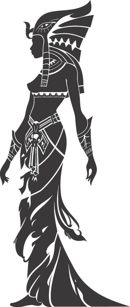 ai gegenereerd silhouet vrouw Farao de Egypte mythisch schepsel zwart kleur enkel en alleen vector