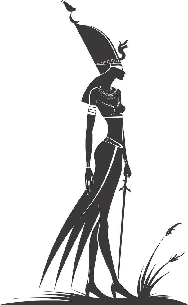 ai gegenereerd silhouet vrouw Farao de Egypte mythisch schepsel zwart kleur enkel en alleen vector