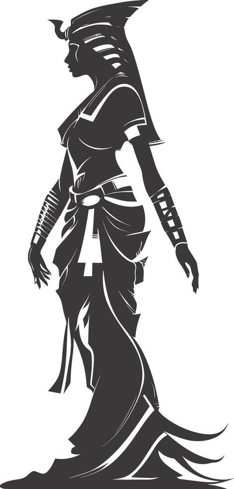 ai gegenereerd silhouet vrouw Farao de Egypte mythisch schepsel zwart kleur enkel en alleen vector