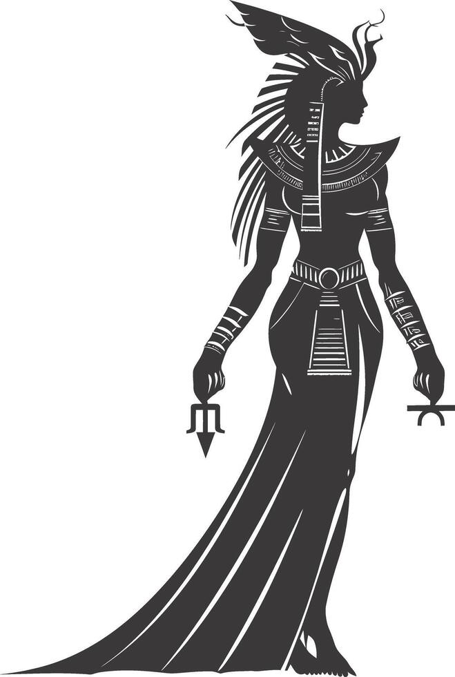 ai gegenereerd silhouet vrouw Farao de Egypte mythisch schepsel zwart kleur enkel en alleen vector