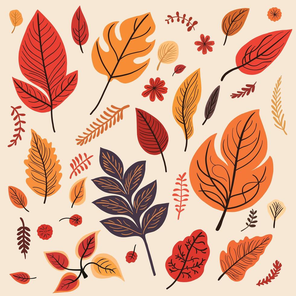 eenvoud herfst blad uit de vrije hand tekening vlak ontwerp. vector