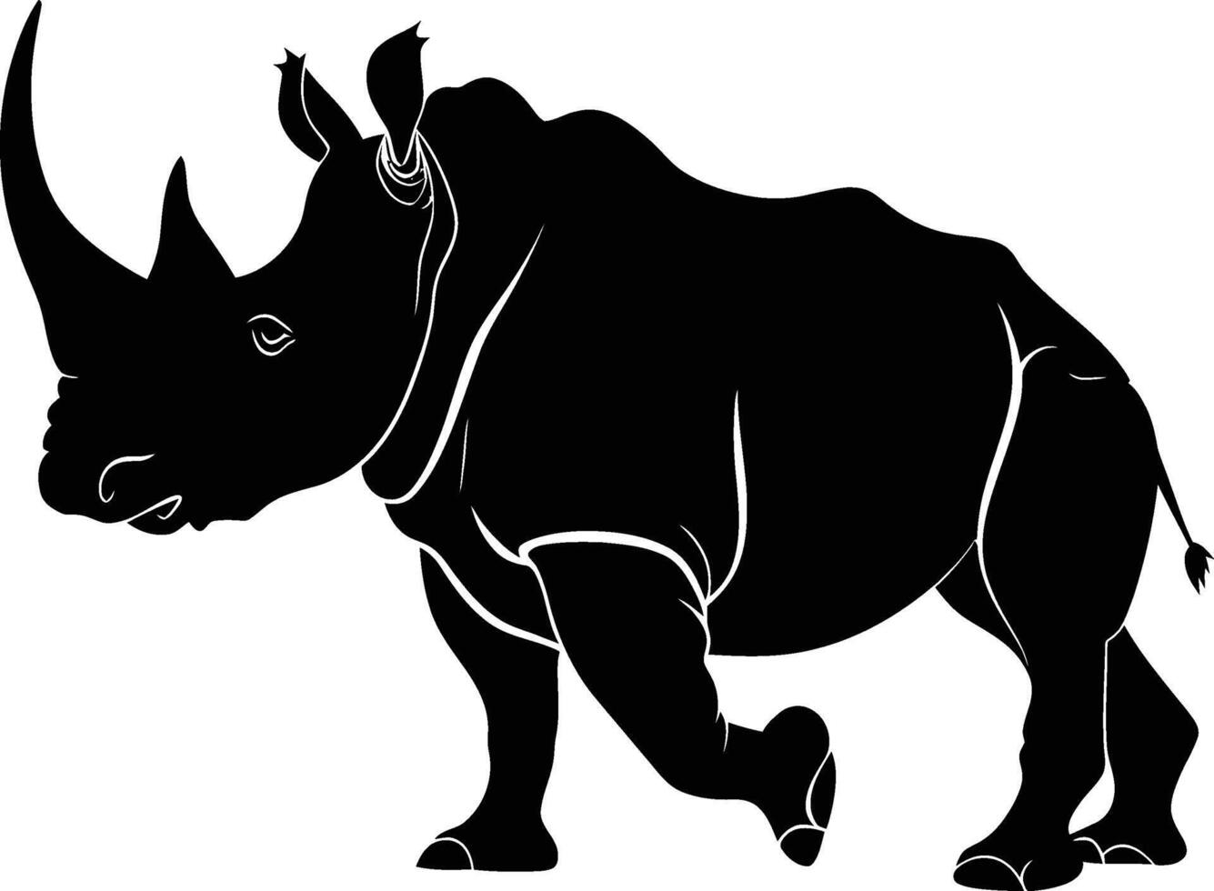 ai gegenereerd silhouet neushoorn dier zwart kleur enkel en alleen vol lichaam vector