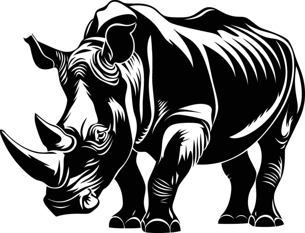 ai gegenereerd silhouet neushoorn dier zwart kleur enkel en alleen vol lichaam vector