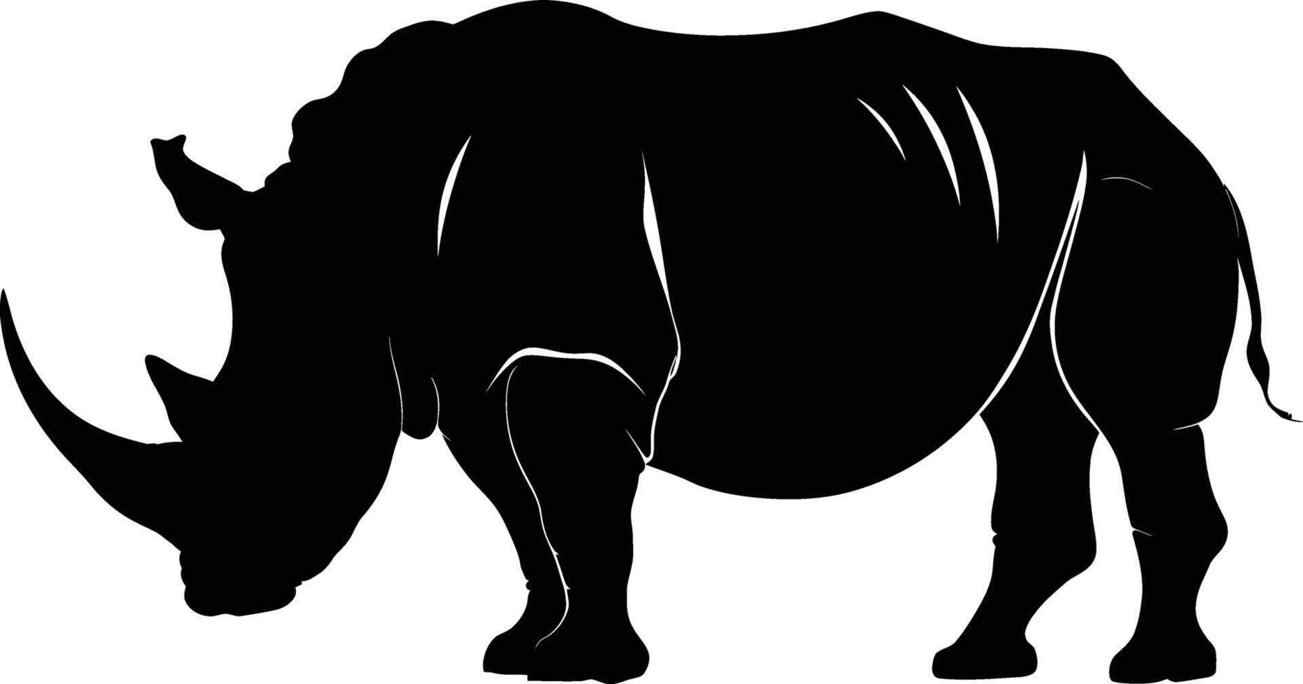 ai gegenereerd silhouet neushoorn dier zwart kleur enkel en alleen vol lichaam vector