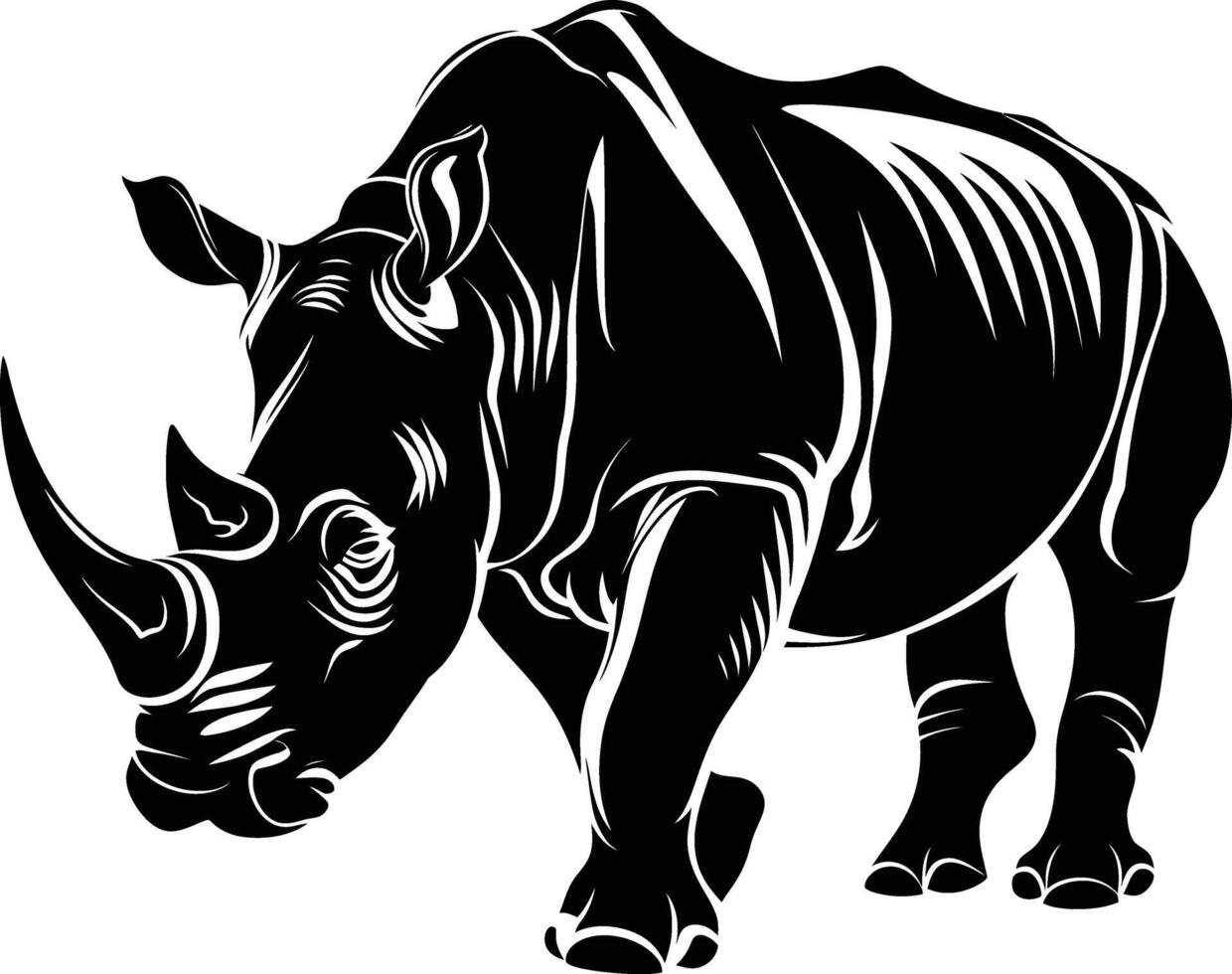 ai gegenereerd silhouet neushoorn dier zwart kleur enkel en alleen vol lichaam vector