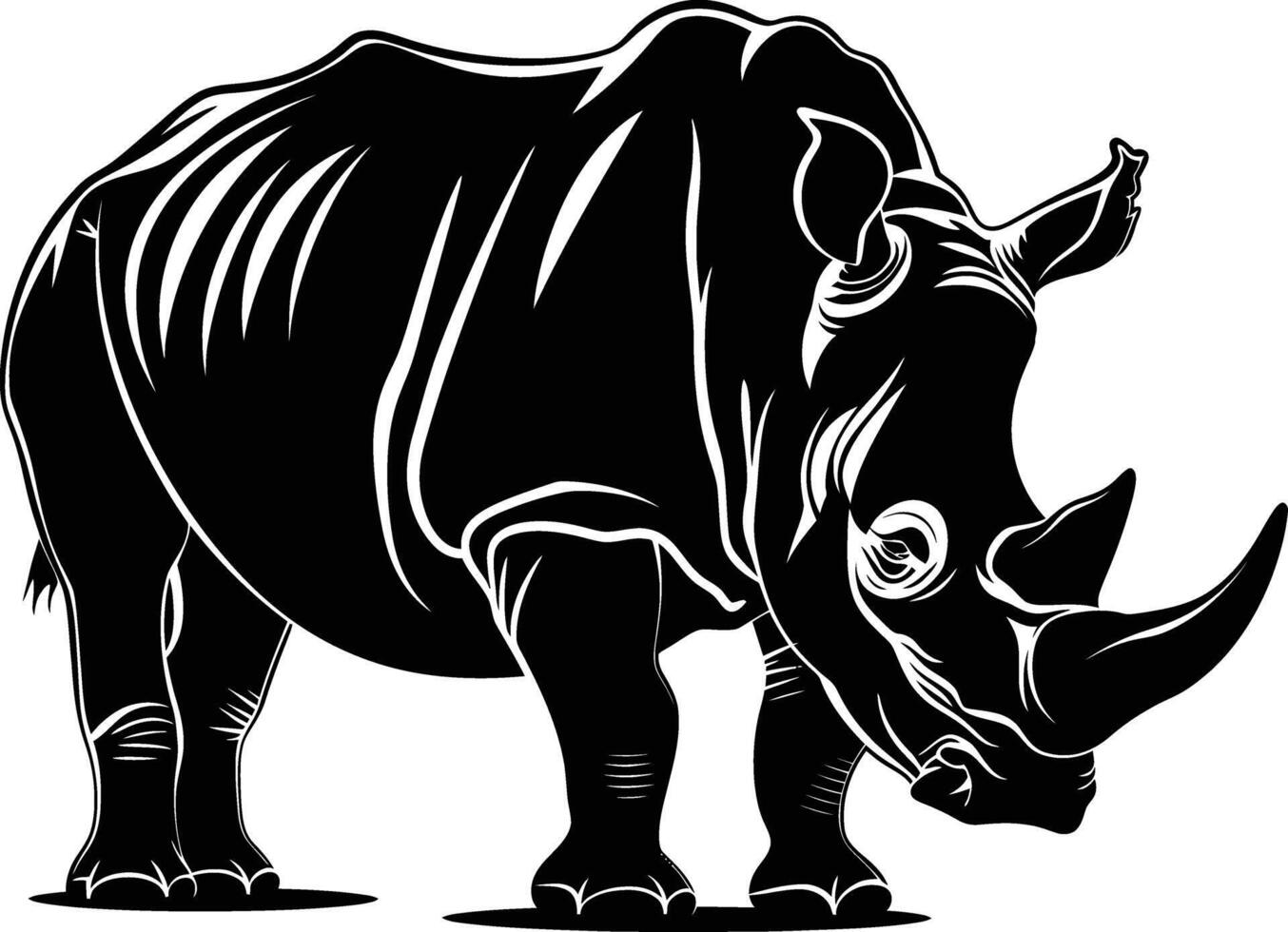 ai gegenereerd silhouet neushoorn dier zwart kleur enkel en alleen vol lichaam vector