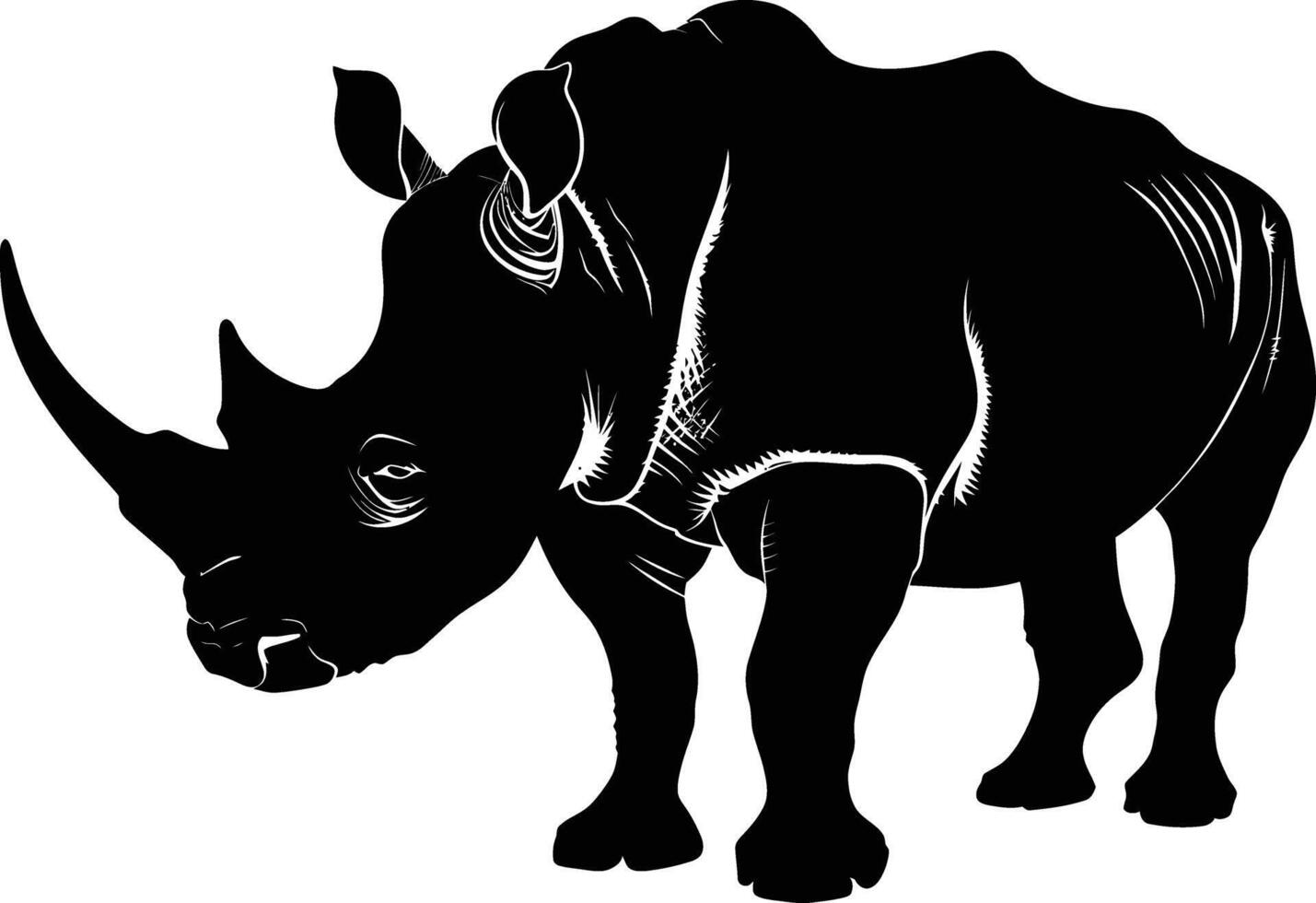 ai gegenereerd silhouet neushoorn dier zwart kleur enkel en alleen vol lichaam vector