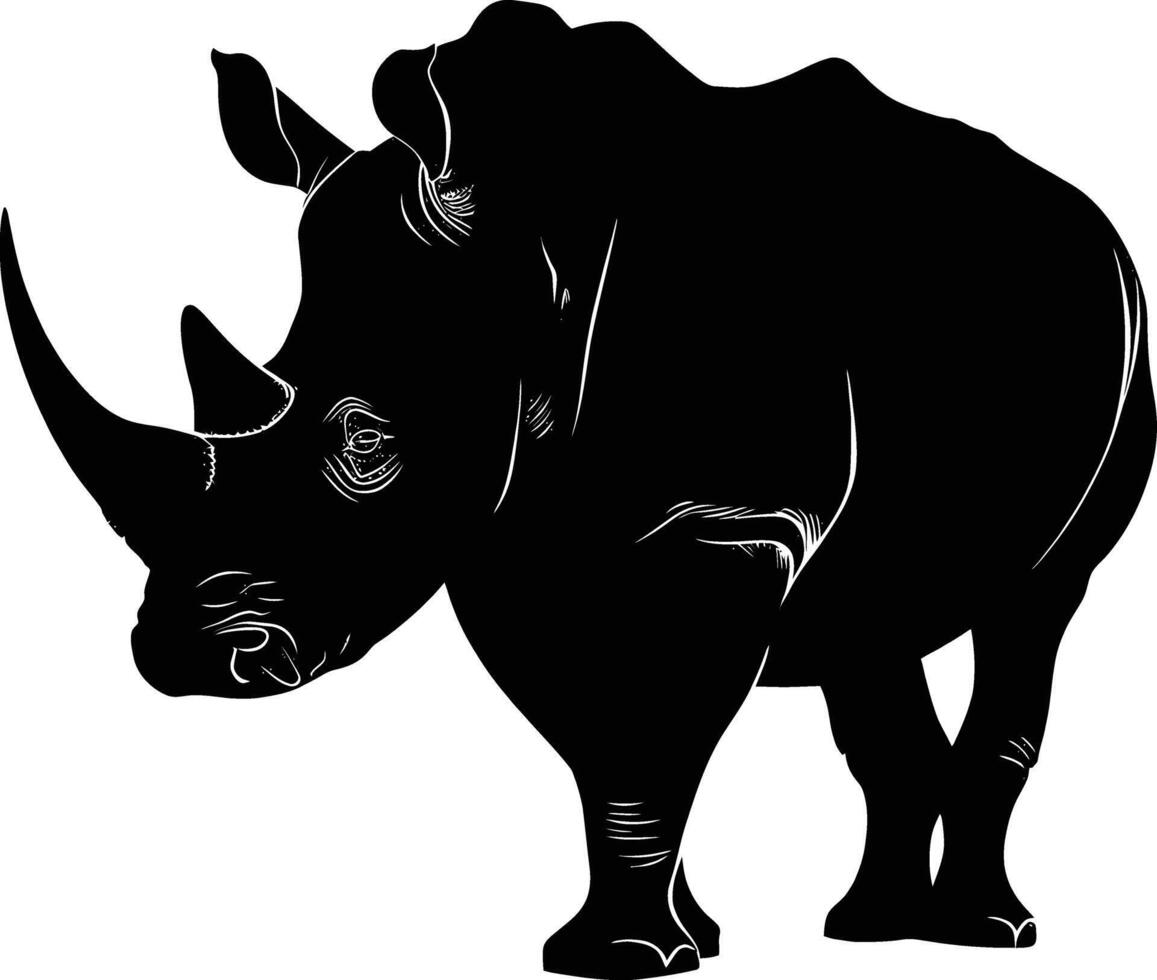 ai gegenereerd silhouet neushoorn dier zwart kleur enkel en alleen vol lichaam vector