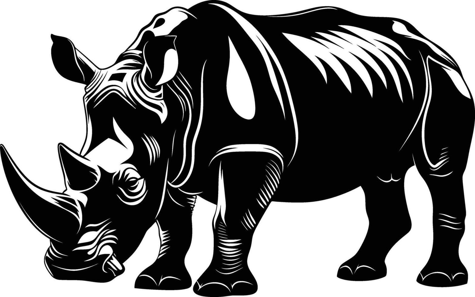 ai gegenereerd silhouet neushoorn dier zwart kleur enkel en alleen vol lichaam vector