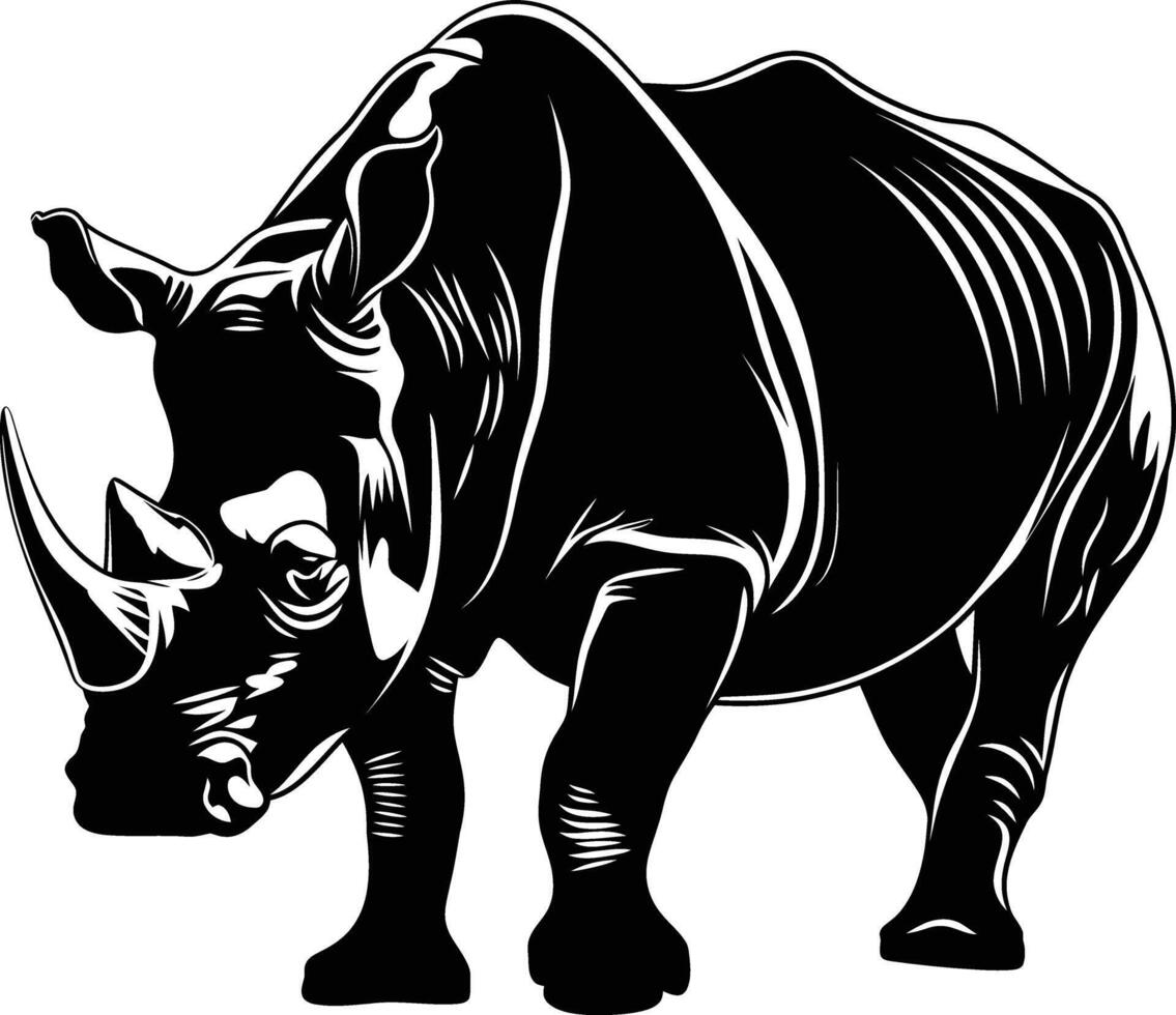 ai gegenereerd silhouet neushoorn dier zwart kleur enkel en alleen vol lichaam vector