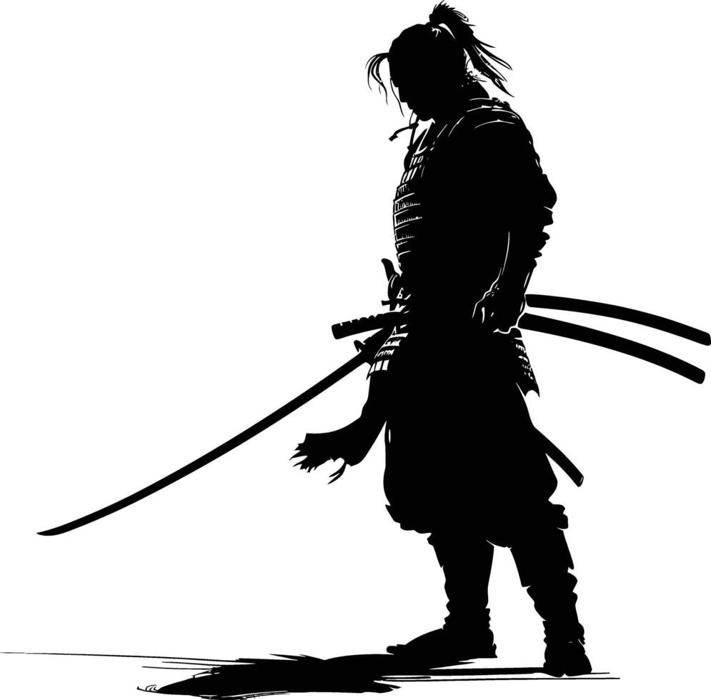 ai gegenereerd silhouet samurai zwart kleur enkel en alleen vol lichaam vector