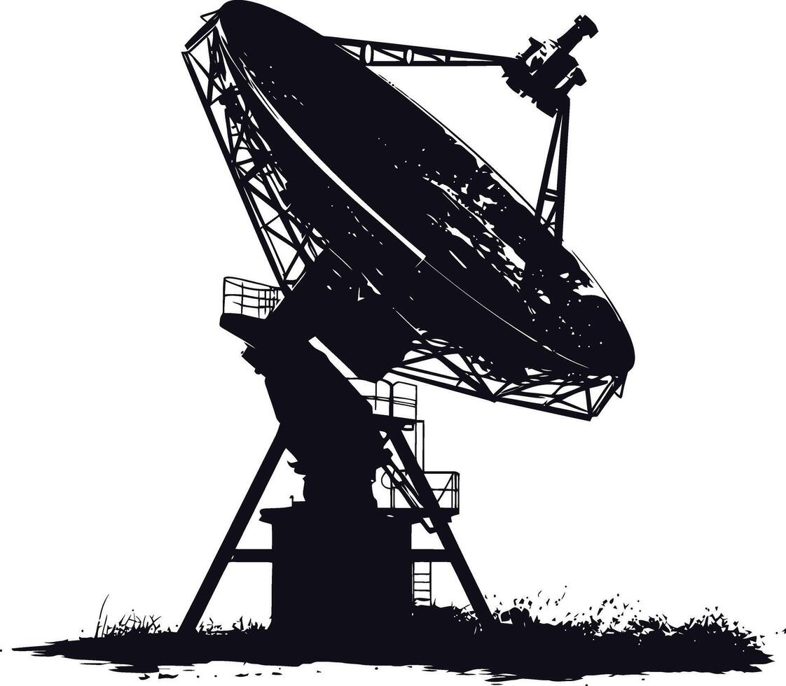 ai gegenereerd silhouet satelliet communicatie in ruimte zwart kleur enkel en alleen vector