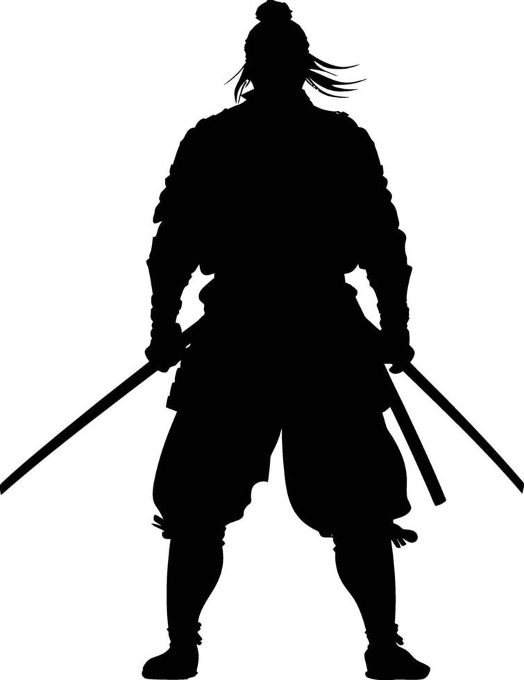 ai gegenereerd silhouet samurai zwart kleur enkel en alleen vol lichaam vector