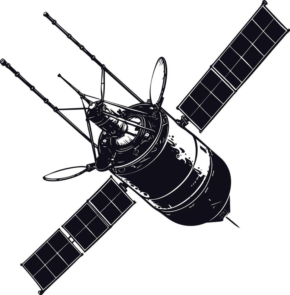 ai gegenereerd silhouet satelliet communicatie in ruimte zwart kleur enkel en alleen vector