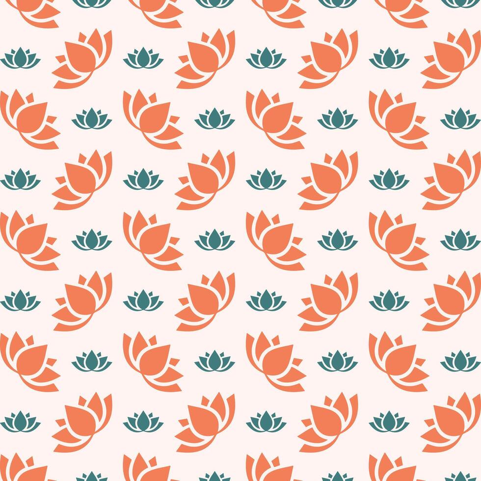 lotus bloesems icoon modieus oranje herhalen patroon schattig kleurrijk vector illustratie achtergrond