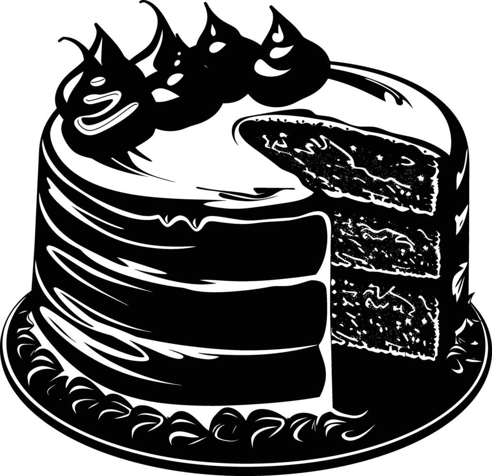 ai gegenereerd silhouet verjaardag taart zwart kleur enkel en alleen vector