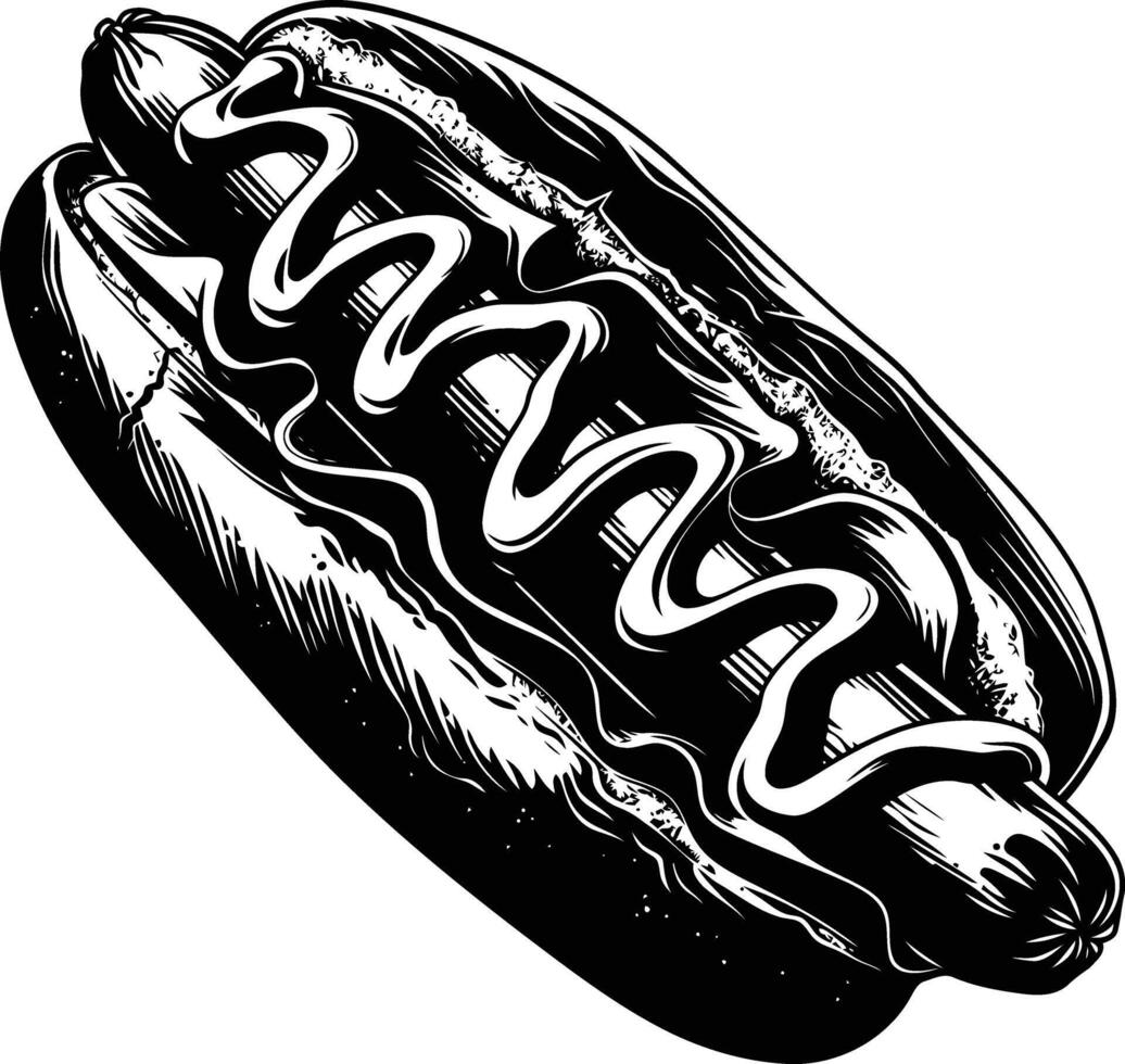 ai gegenereerd silhouet hotdog zwart kleur enkel en alleen vector