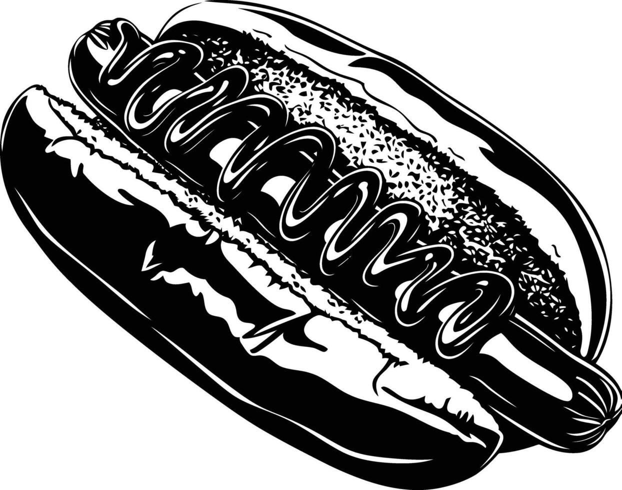 ai gegenereerd silhouet hotdog zwart kleur enkel en alleen vector