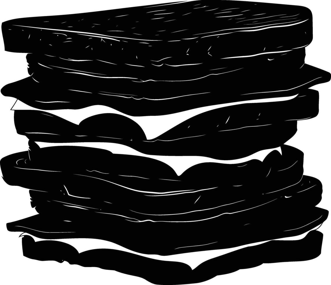 ai gegenereerd silhouet belegd broodje zwart kleur enkel en alleen vector