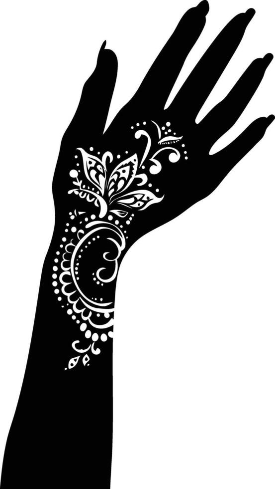 ai gegenereerd silhouet pols met henna- tatoeëren mandala tatoeëren zwart kleur enkel en alleen vector