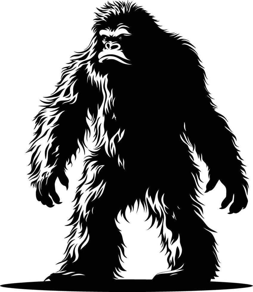 ai gegenereerd silhouet yeti de mythisch schepsel oude beest zwart kleur enkel en alleen vector