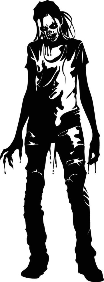 ai gegenereerd silhouet zombie Dames zwart kleur enkel en alleen vol lichaam vector