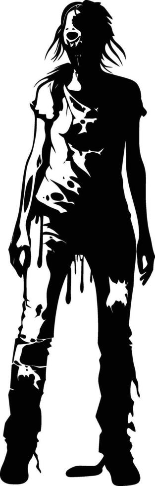 ai gegenereerd silhouet zombie Dames zwart kleur enkel en alleen vol lichaam vector